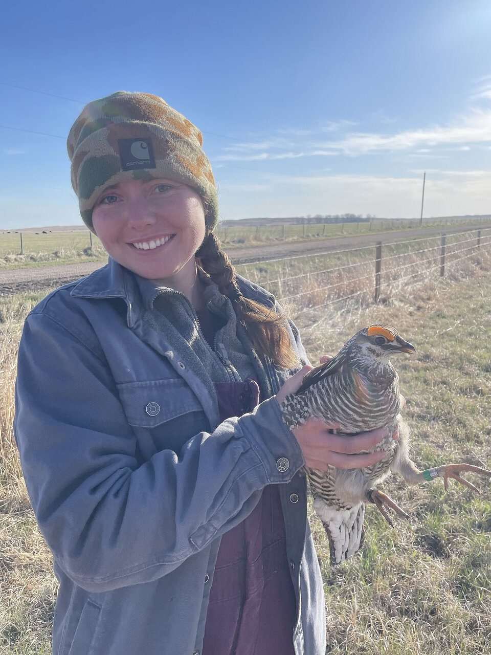 Emma Watson with a prairie chicken